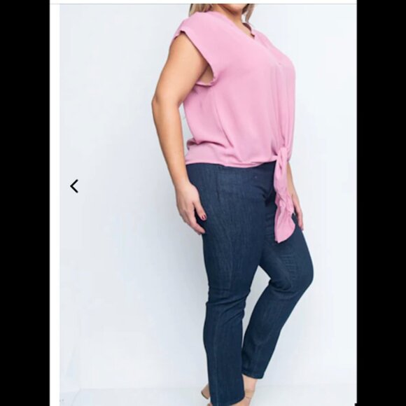 NEW  Plus Size Dolman Sleeve Mauve Chiffon Top with Tied Waist Bohemian - Picture 5 of 7